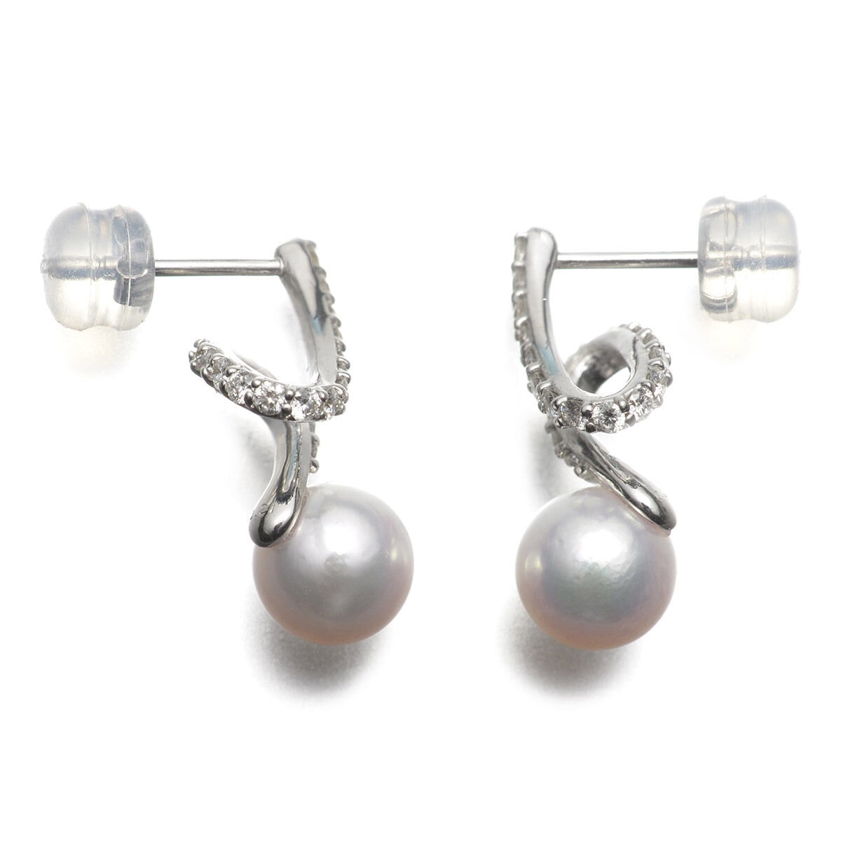 Tokyo Pearl 0.21克拉 18K白K金 6.5公釐 Akoya珍珠鑽石耳環