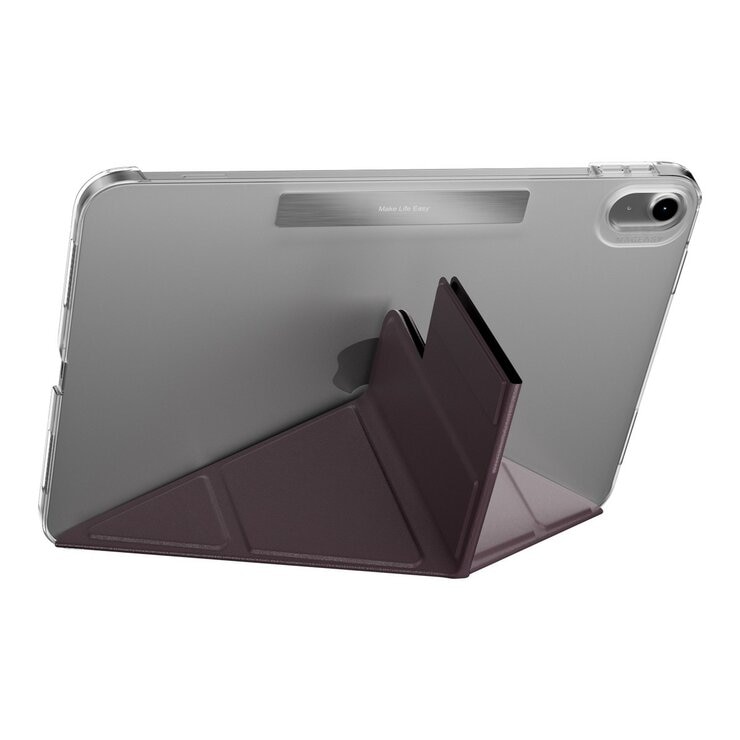 MAGEASY Facet 全方位支架透明背蓋保護套 適用於 2022 iPad 10.9吋 A14 & 2025 iPad 11吋 A16 酒紅紫