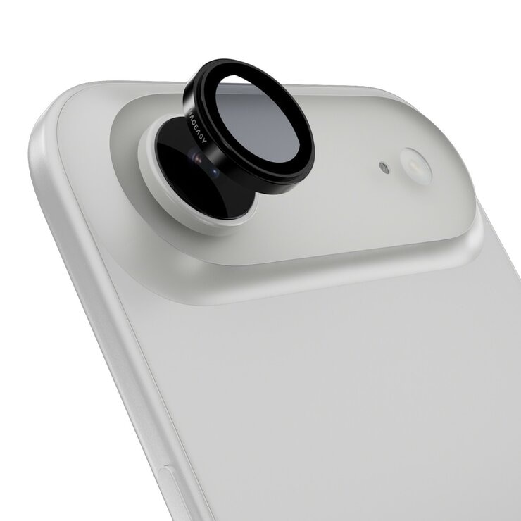 MAGEASY Bright M 不發黃軍規磁吸透明殼 iPhone Air (白磁圈) + 鏡頭保護貼Lenz(黑色) + Vetro 9H 鋼化玻璃保護膜