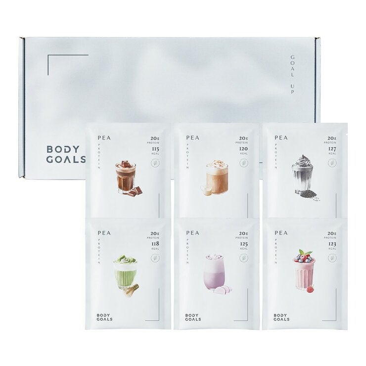 Body Goals 全素多效豌豆蛋白飲組合31公克 X 60入 (醇黑可可 / 芝麻歐蕾 / 馥郁奶茶 / 靜岡抹茶 / 濃芋歐蕾 / 繽紛野莓) Body Goals 全素多效豌豆蛋白飲組合31公克 X 60入 (醇黑可可 / 芝麻歐蕾 / 馥郁奶茶 / 靜岡抹茶 / 濃芋歐蕾 / 繽紛野莓)