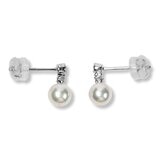 Tokyo Pearl 18K白K金 5.0公釐 - 5.5公釐 Akoya 珍珠鑽石耳環