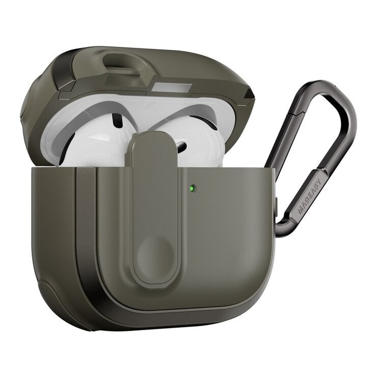 MAGEASY Odyssey 抗衝擊磁扣手繩耳機殼 AirPods 4/5 金屬綠