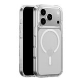 MAGEASY Bright M 不發黃軍規磁吸透明殼 iPhone 17 Pro(白磁圈) + 鏡頭保護貼Lenz(珊瑚) + Vetro 9H 鋼化玻璃保護膜