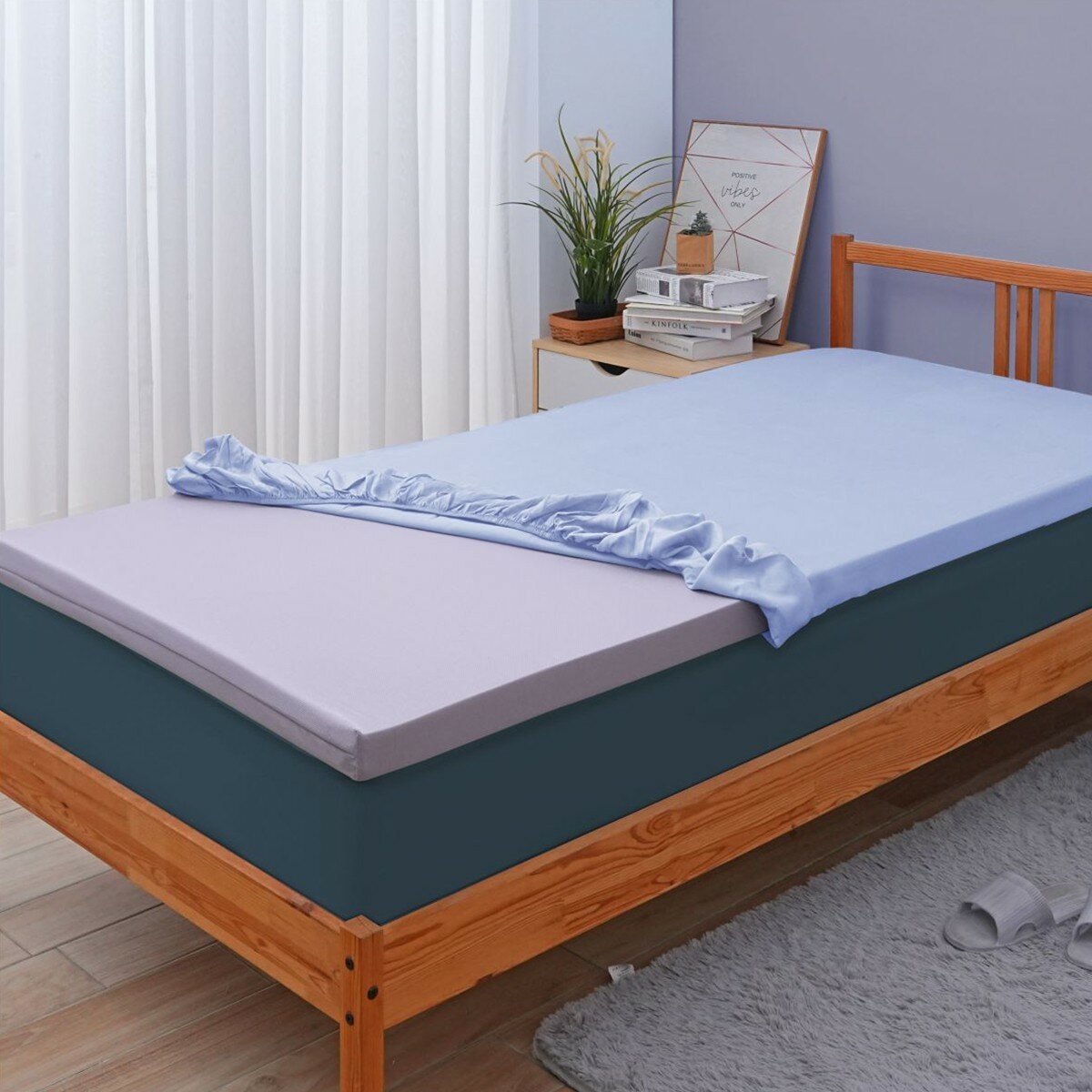睡綿綿 單人舒眠記憶釋壓床墊 91公分 X 190公分 X 5公分 藍