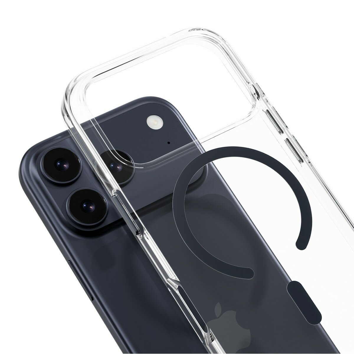 MAGEASY Bright M 不發黃軍規磁吸透明殼 iPhone 17 Pro(午夜磁圈) + 鏡頭保護貼Lenz(白色) + Vetro 9H 鋼化玻璃保護膜