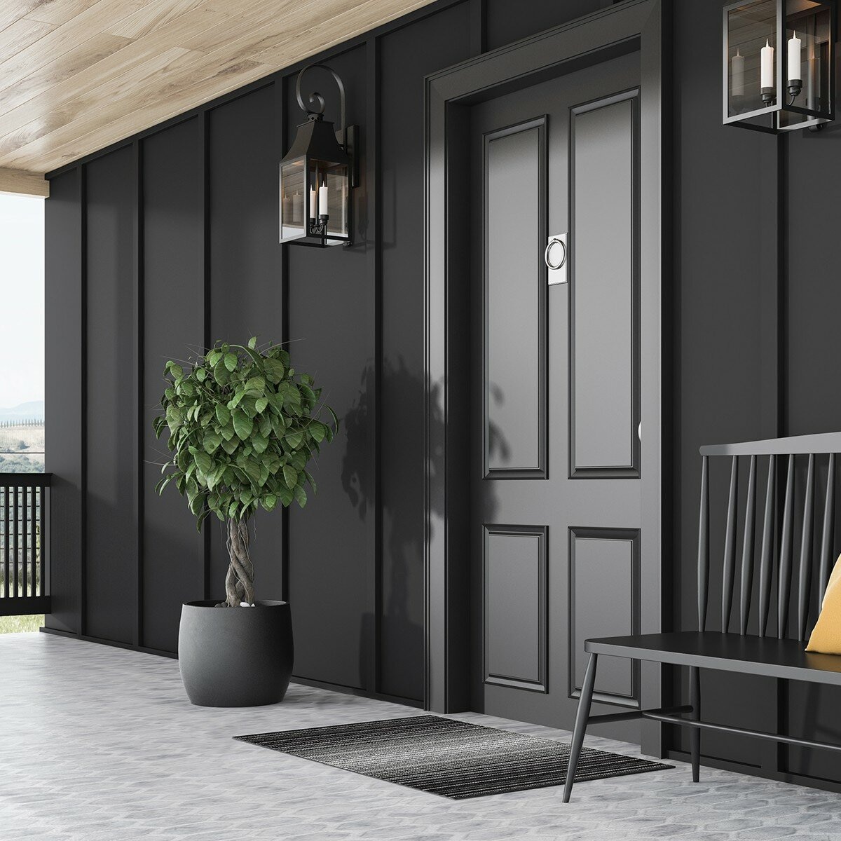 Korhani Studio 條紋地墊 60公分 X 90公分 X 0.7公分 黑