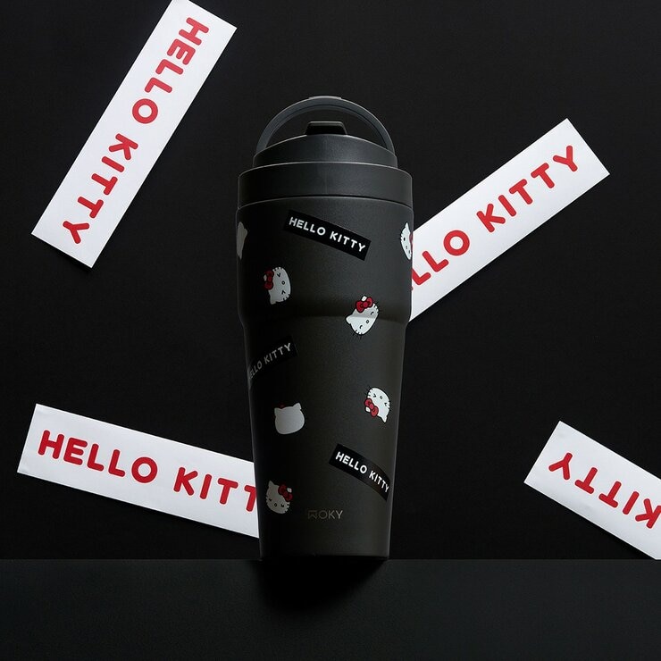 WOKY 沃廚 X 三麗鷗 渾圓杯鈦陶瓷保冷保溫杯 770毫升 X 2件組 Hello Kitty 經典黑 + 酷洛米 探索台灣味