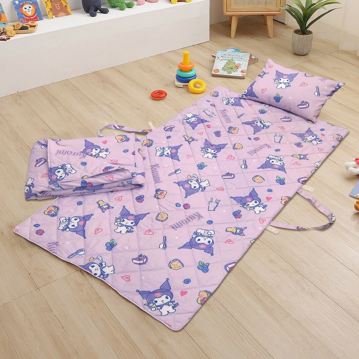 收納型卡通兒童睡袋 3件組 庫洛米 莓果幻想