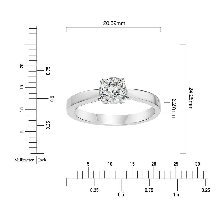 0.80克拉 18K白K金 圓形鑽石戒指 VS2/I