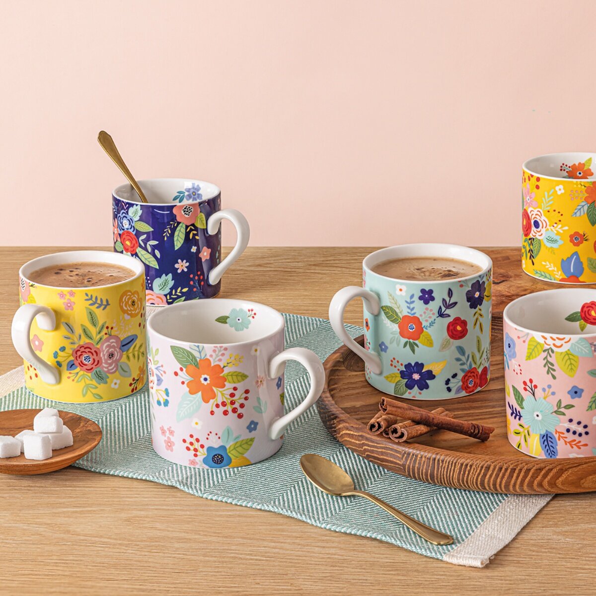 Over & Back 彩繪花紋馬克杯 414毫升 X 6件組 Over & Back 彩繪花紋馬克杯 414毫升 X 6件組