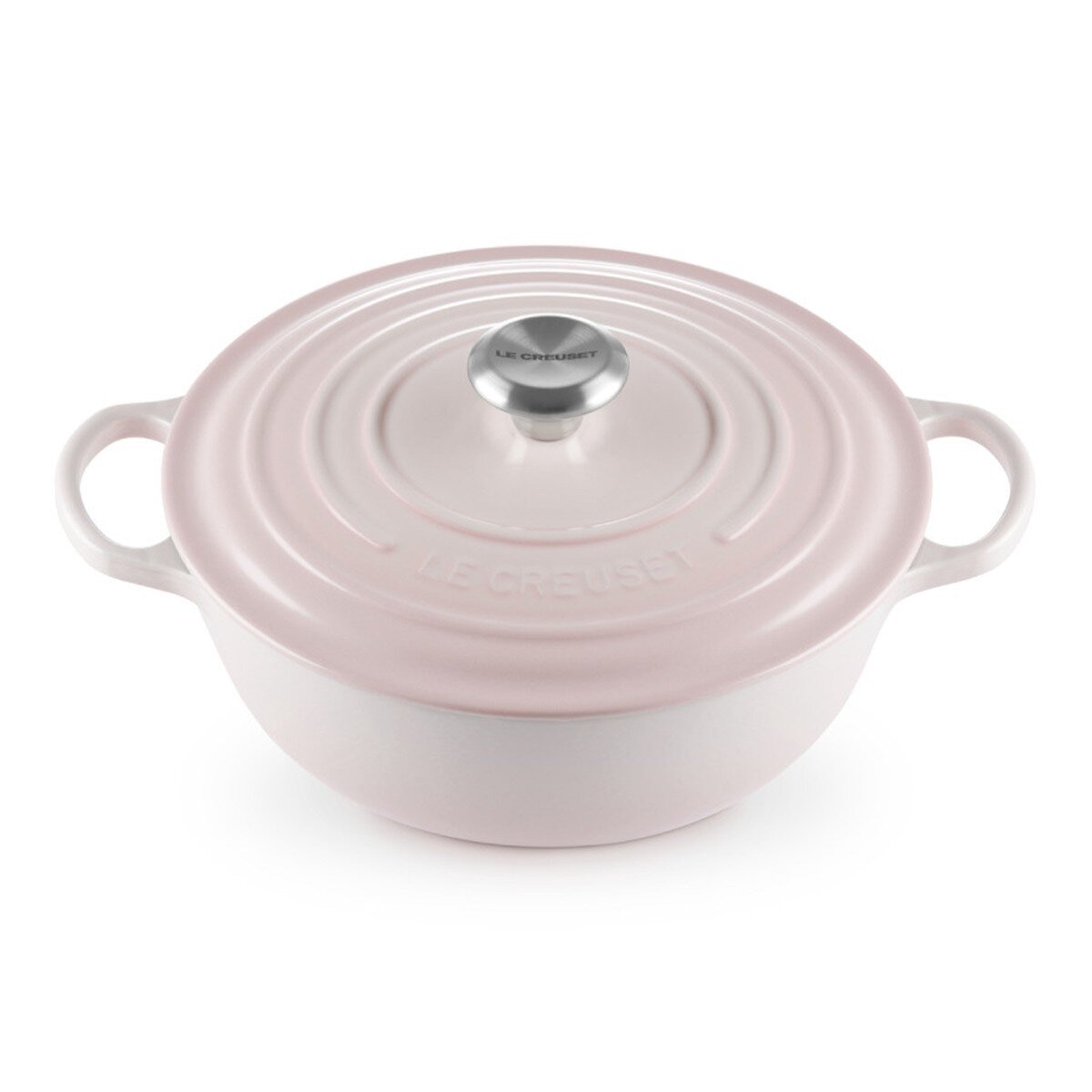 Le Creuset 琺瑯鑄鐵媽咪鍋 含鋼頭鍋蓋 28公分 貝殼粉