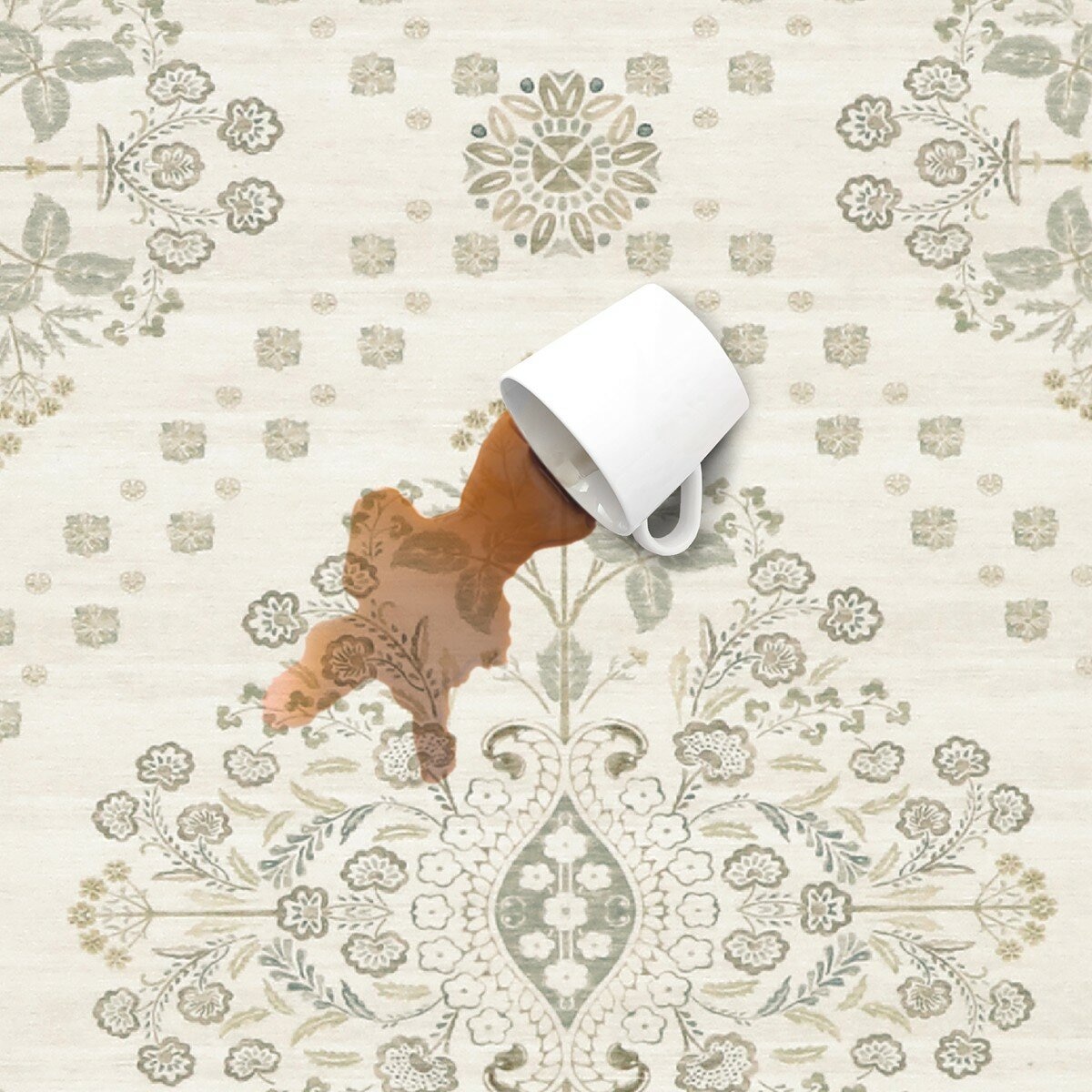 Wyatt & Ash 印花可水洗地毯 2入組 象牙白