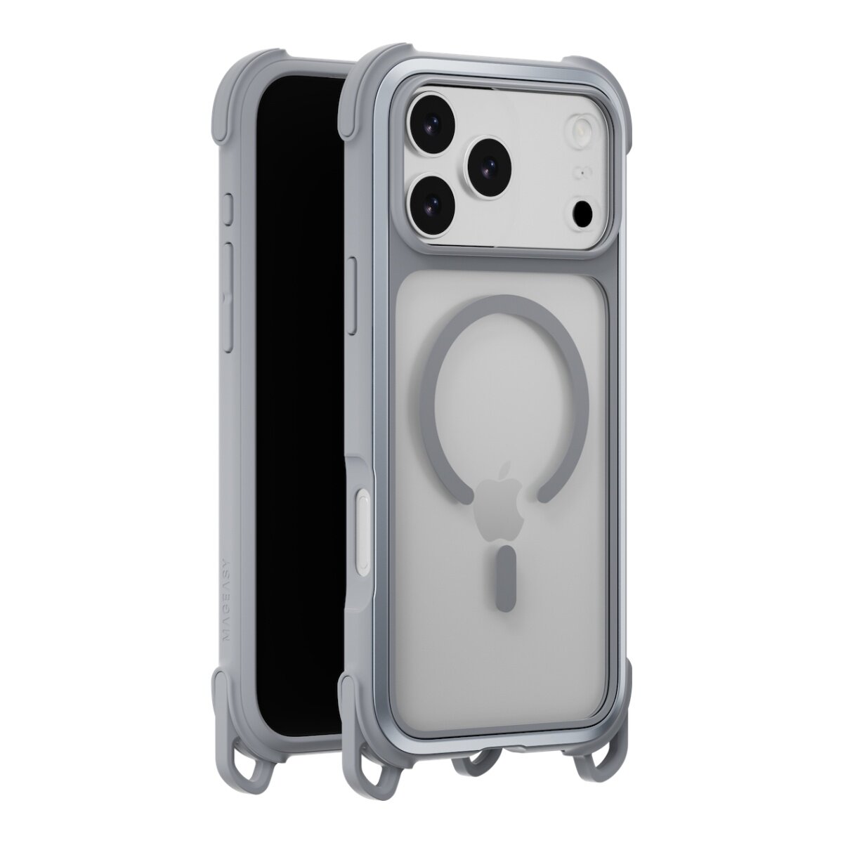 MAGEASY Odyssey Strap M 超軍規防摔掛繩手機殼 iPhone 17 Pro Max(迷霧/高冷灰) + 鏡頭保護貼Lenz 鈦合金 + Vetro 9H 鋼化玻璃保護膜