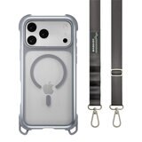 MAGEASY Odyssey Strap M 超軍規防摔掛繩手機殼 iPhone 17 Pro Max(迷霧/高冷灰) + 鏡頭保護貼Lenz(珊瑚) + Vetro 9H 鋼化玻璃保護膜