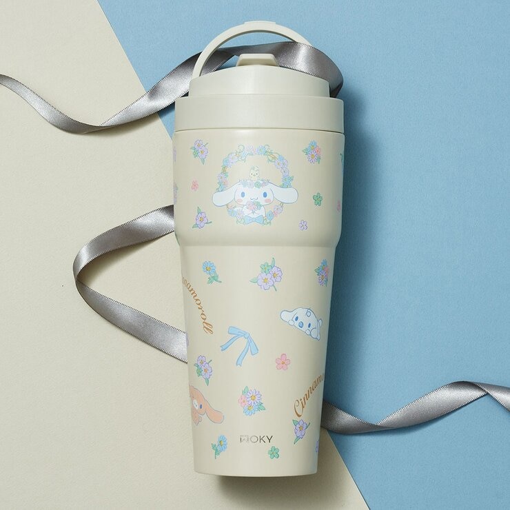 WOKY 沃廚 X 三麗鷗 渾圓杯雙層陶瓷保冷保溫杯 750毫升 X 2件組 大耳狗 花海柔繞 + 青檸