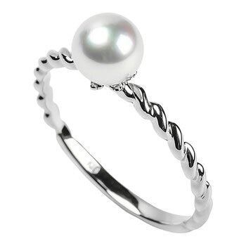 Tokyo Pearl 18K白K金 5.5公釐 - 6.0公釐 Akoya 珍珠戒指