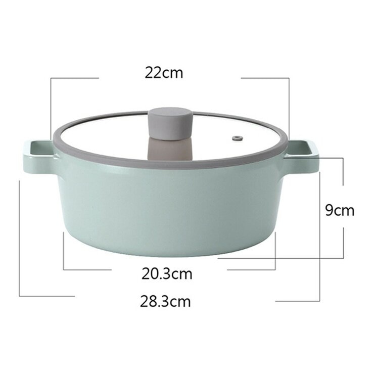 Neoflam 陶瓷不沾塗層鍋具 含玻璃上蓋 3件組 綠