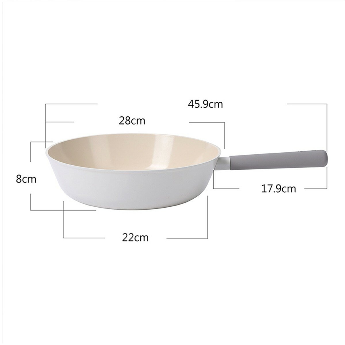 Neoflam 陶瓷不沾塗層鍋具 含玻璃上蓋 3件組 白