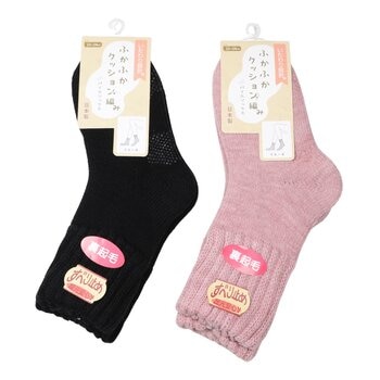 Nakai 女裏起毛止滑保暖襪 2入組 黑+粉
