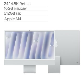Apple iMac 24吋 搭配 M4 晶片 10核心 CPU 10核心 GPU 512GB SSD 銀色