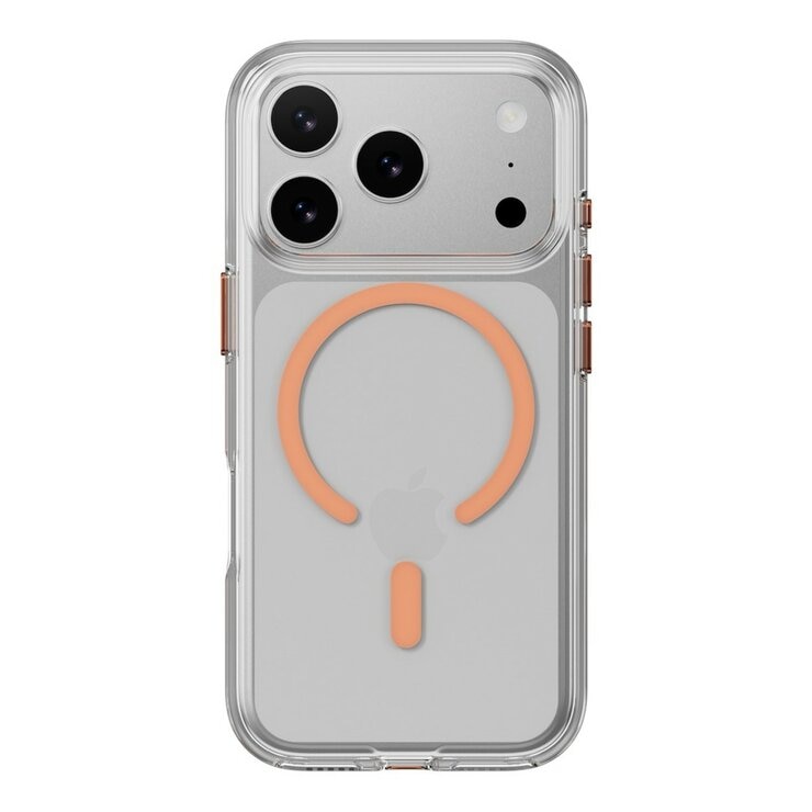 MAGEASY Bright M 不發黃軍規磁吸透明殼 iPhone 17 Pro(珊瑚磁圈) + 鏡頭保護貼Lenz鈦合金(鈦白) + Vetro 9H 鋼化玻璃保護膜