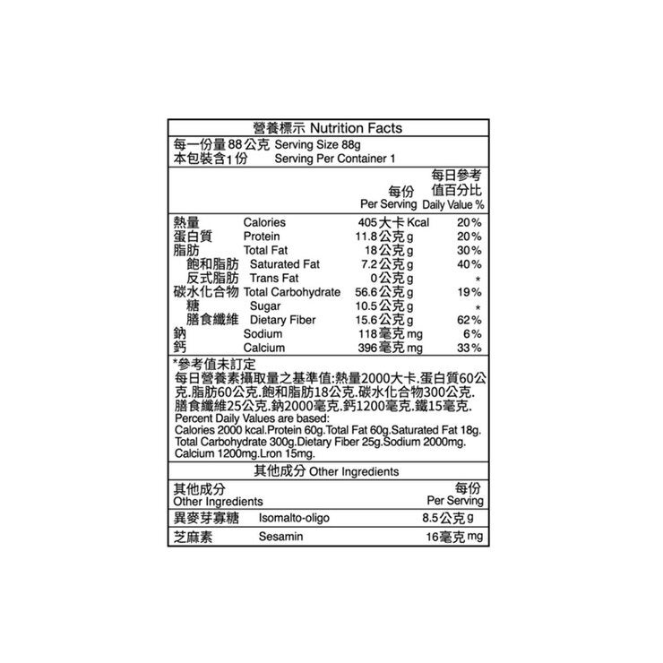 口福不淺 高蛋白高鈣多纖燕麥脆餅 芝麻豆奶味 88公克 X 6入