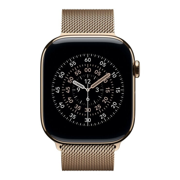Apple Watch Series 11 GPS + 行動網路 46公釐 金色鈦金屬錶殼 附金色米蘭式錶環 M/L Apple Watch Series 11 GPS + 行動網路 46公釐 金色鈦金屬錶殼 附金色米蘭式錶環 M/L
