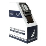 Nautica 男真皮可翻轉皮帶 咖啡色