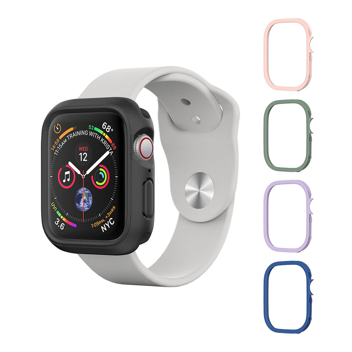 犀牛盾 Apple Watch Series SE2/SE/6/5/4共用 44公厘 CrashGuard NX保護殼 黑色 + 4色飾條 粉/藍/紫/綠