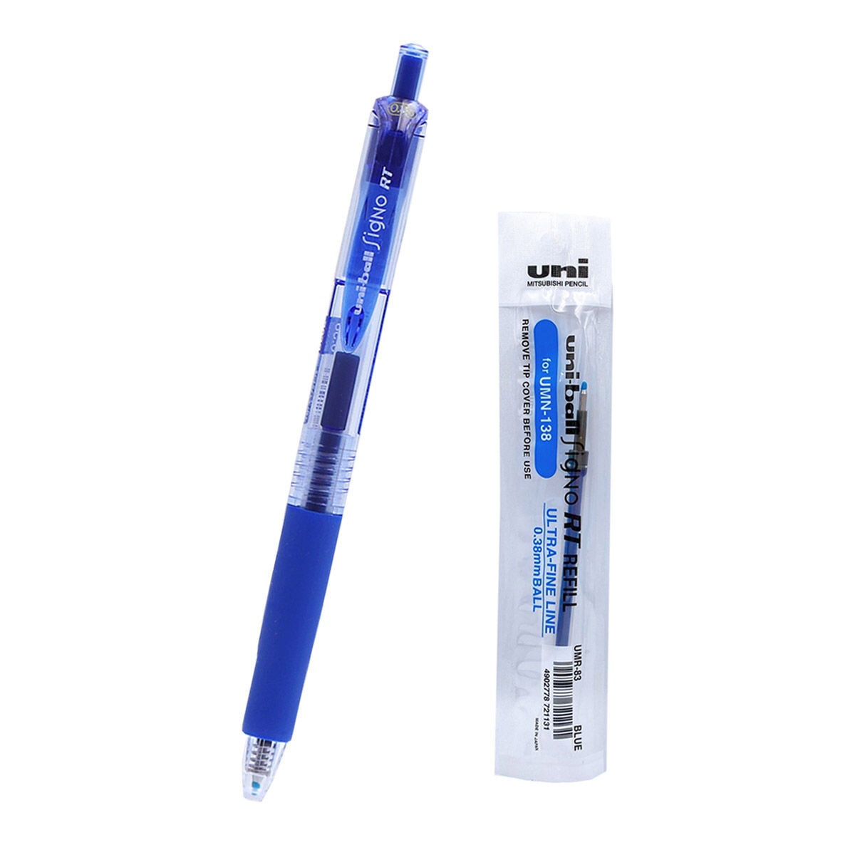 三菱 uni-ball Signo RT UMN-138 超細自動鋼珠筆 0.38公釐 筆12支+筆芯24支 藍