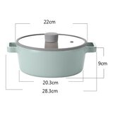 Neoflam 陶瓷不沾塗層鍋具 含玻璃上蓋 3件組 綠