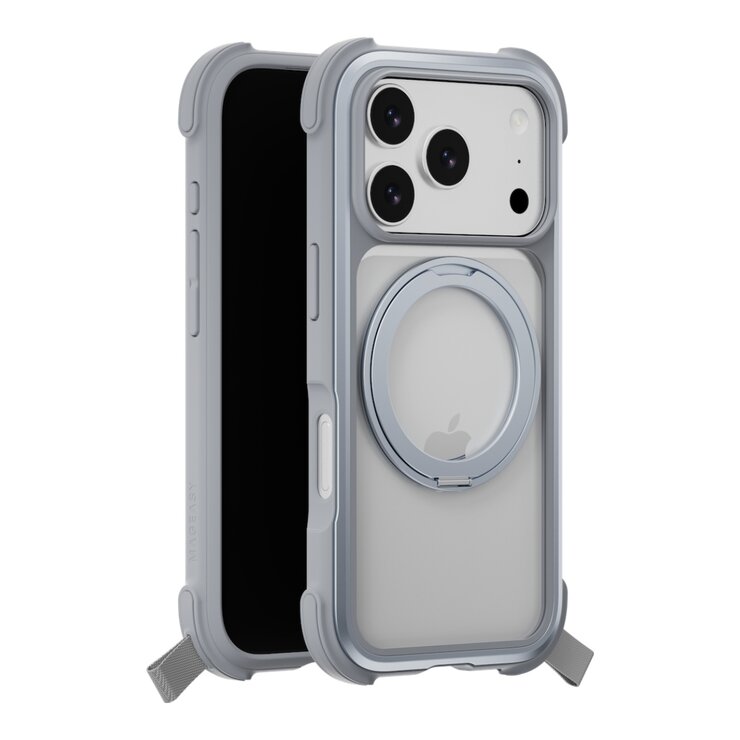 MAGEASY Odyssey Stand M 超軍規防摔磁吸支架手機殼 iPhone 17 Pro(迷霧) + 鏡頭保護貼Lenz(午夜) + Vetro 9H 鋼化玻璃保護膜