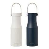 LocknLock 都會不鏽鋼提帶保冷保溫瓶 470毫升 X 2件組 象牙白 + 海軍藍