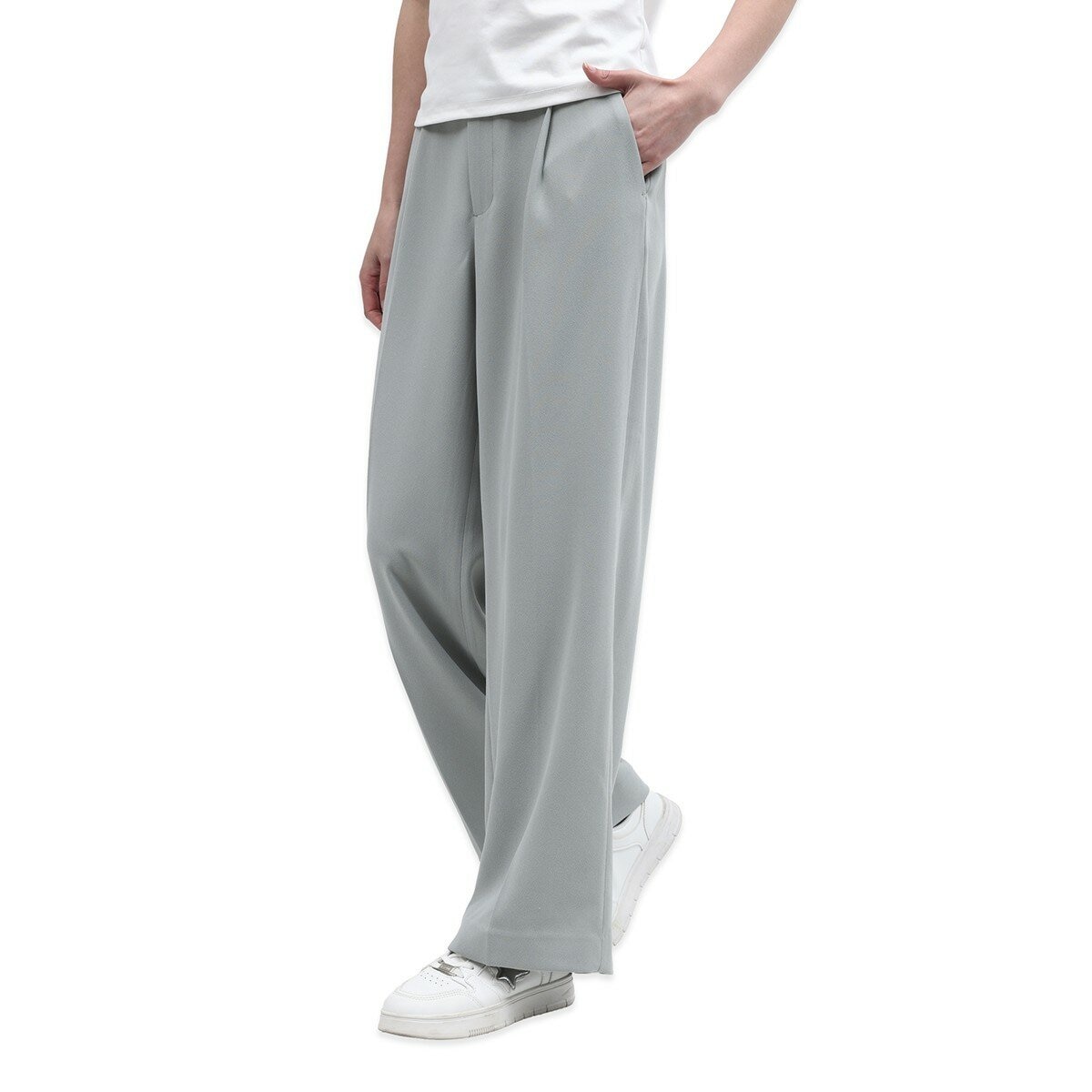 Advent 女寬直筒褲 灰白