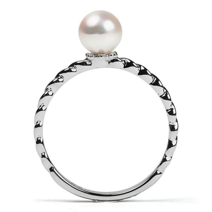Tokyo Pearl 18K白K金 5.5公釐 - 6.0公釐 Akoya 珍珠戒指