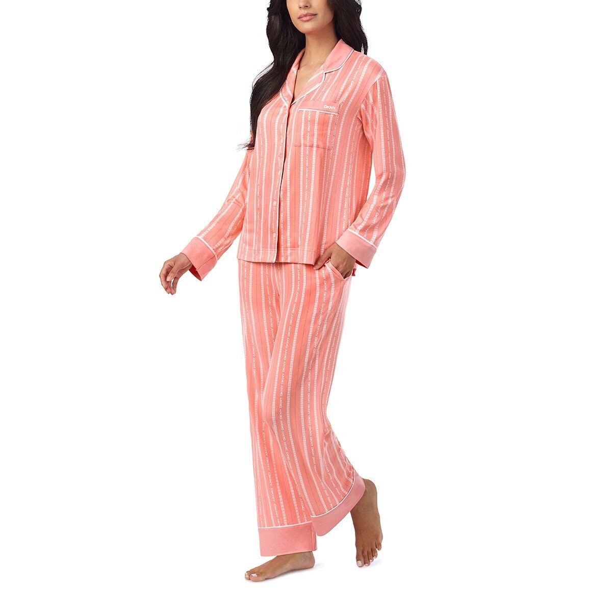 DKNY 女長袖睡衣套組 粉紅