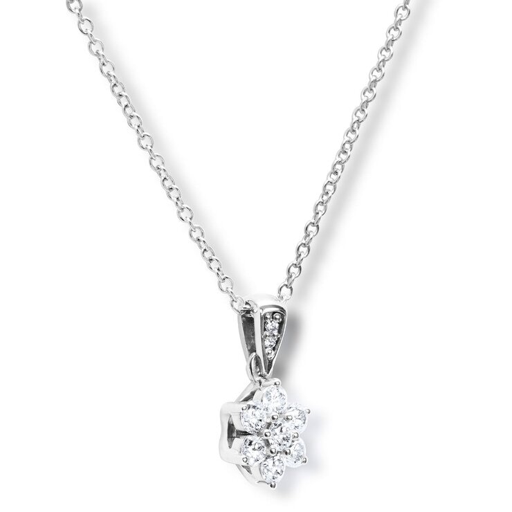 0.50克拉 18K白K金 圓形鑽石項鍊 VS2/I