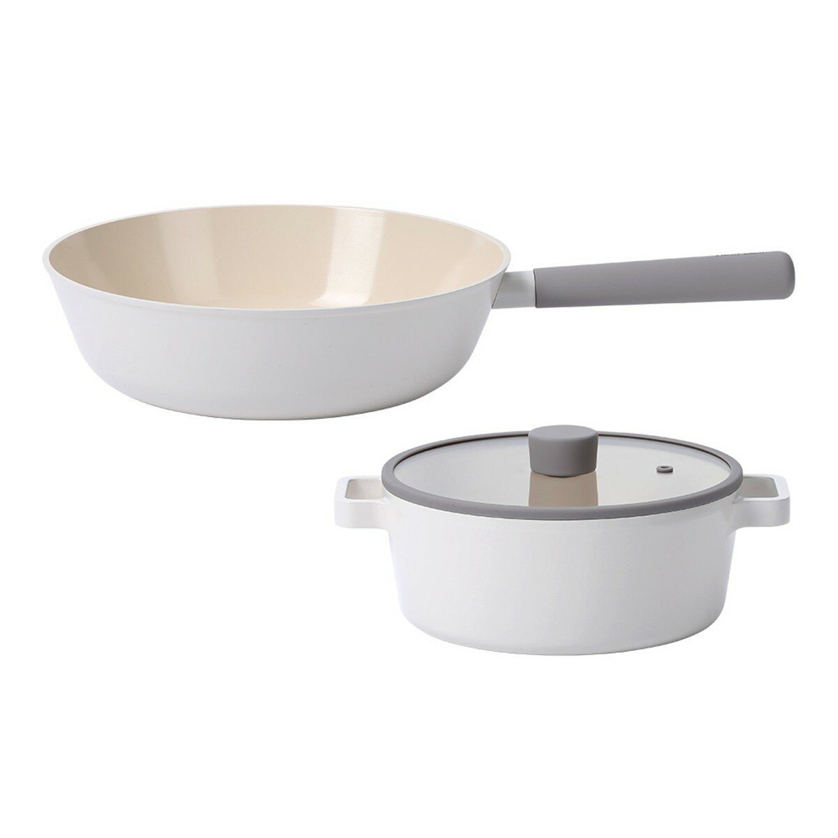 Neoflam 陶瓷不沾塗層鍋具 含玻璃上蓋 3件組