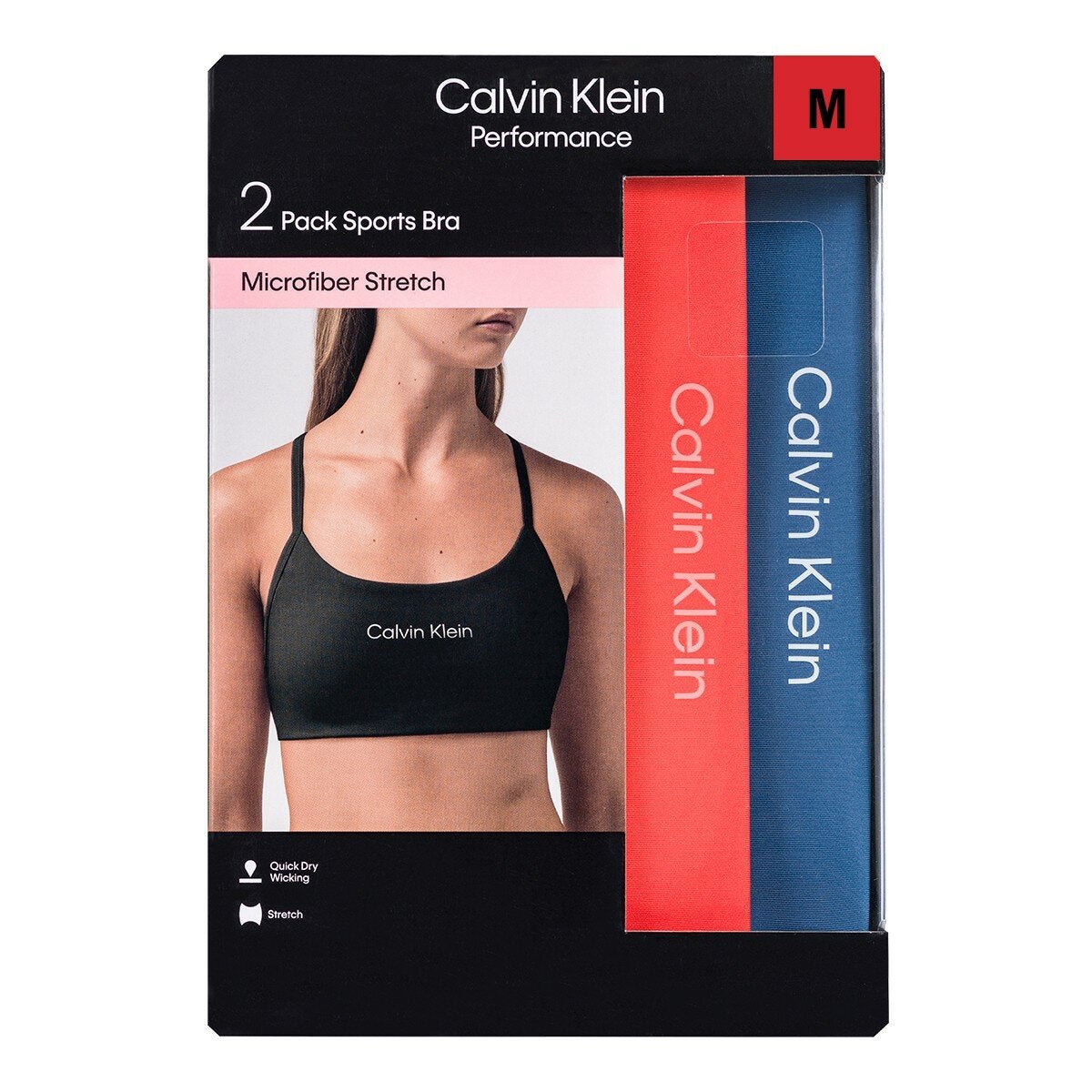 Calvin Klein 女運動內衣 2入組 藍粉 M