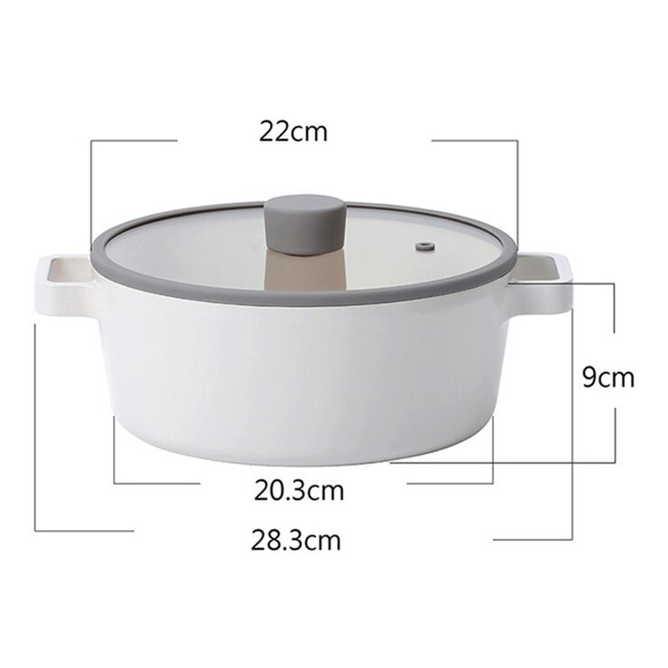 Neoflam 陶瓷不沾塗層鍋具 含玻璃上蓋 3件組 白