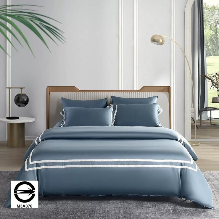 Don Home 萊賽爾素色雙人加大被套床包六件組 182公分 X 190公分 霧藍