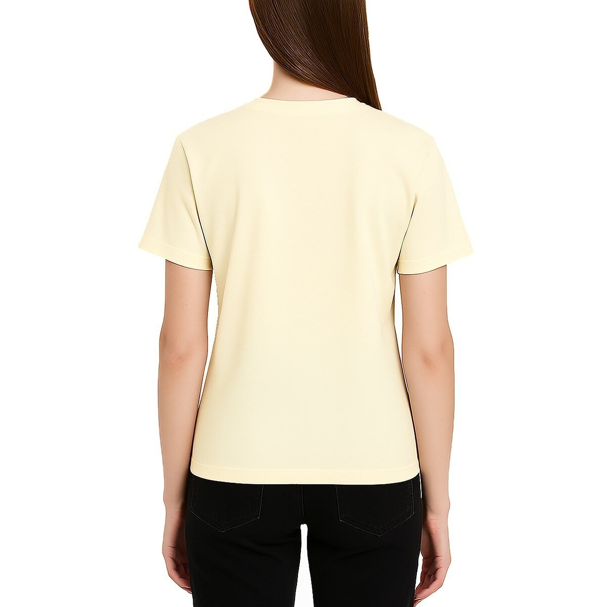 Smiley World 女短袖圓領上衣 淺黃