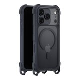 MAGEASY Odyssey Strap M 超軍規防摔掛繩手機殼 iPhone 17 Pro(皮革午夜/沉穩黑) + 鏡頭保護貼Lenz(炫彩) + Vetro 9H 鋼化玻璃保護膜