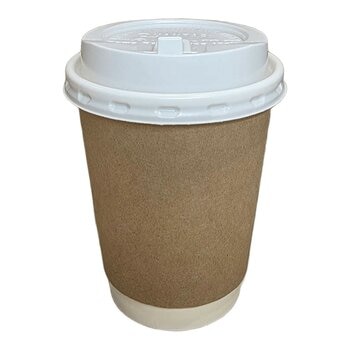 牛皮雙層紙杯 236毫升 X 1000入 + 熱杯蓋 (白) 236毫升 X 1000入