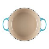 Le Creuset 雙耳圓形鑄鐵鍋 含鋼頭鍋蓋 28公分 加勒比海藍