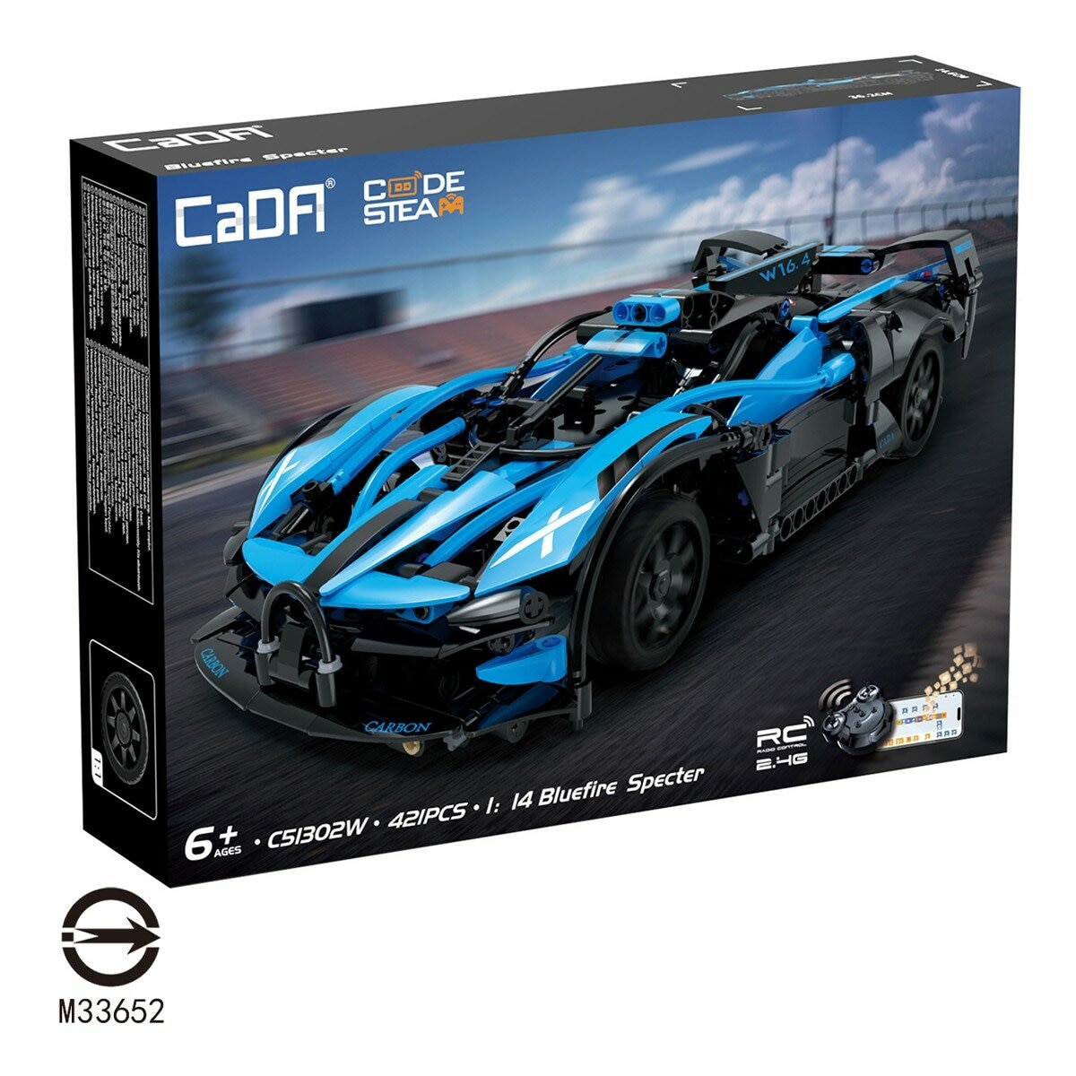 CaDA 1:14 積木遙控跑車 藍色 / 6歲以上