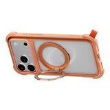 MAGEASY Odyssey Stand M 超軍規防摔磁吸支架手機殼 iPhone 17 Pro Max(珊瑚) + 鏡頭保護貼Lenz(炫彩) + Vetro 9H 鋼化玻璃保護膜