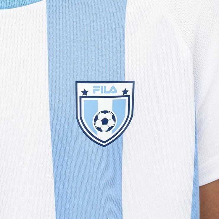 Fila 兒童足球短袖套組 白/藍 M