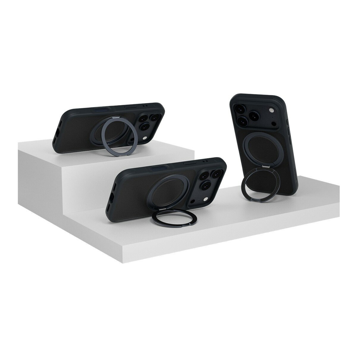 MAGEASY MagStand 360 M 磁吸旋轉支架防摔手機殼 iPhone 17 Pro(午夜) + 鏡頭保護貼Lenz 鈦合金(迷霧鈦) + Vetro 9H 鋼化玻璃保護膜