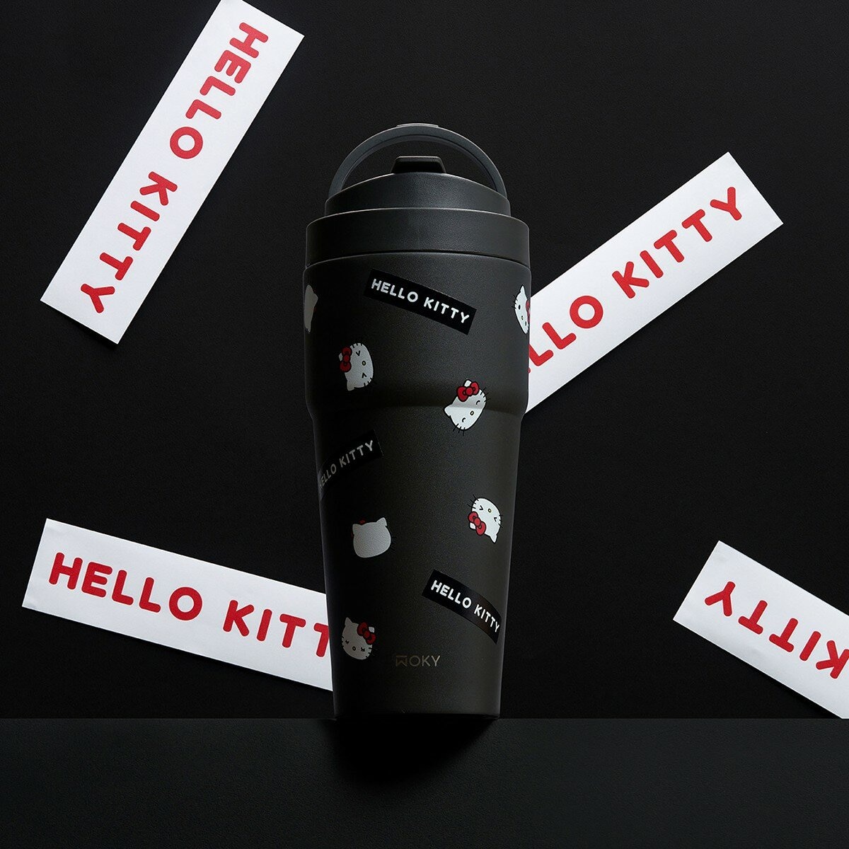 WOKY 沃廚 X 三麗鷗 渾圓杯鈦陶瓷保冷保溫杯 770毫升 X 2件組 Hello Kitty 經典黑 + 酷洛米 探索台灣味